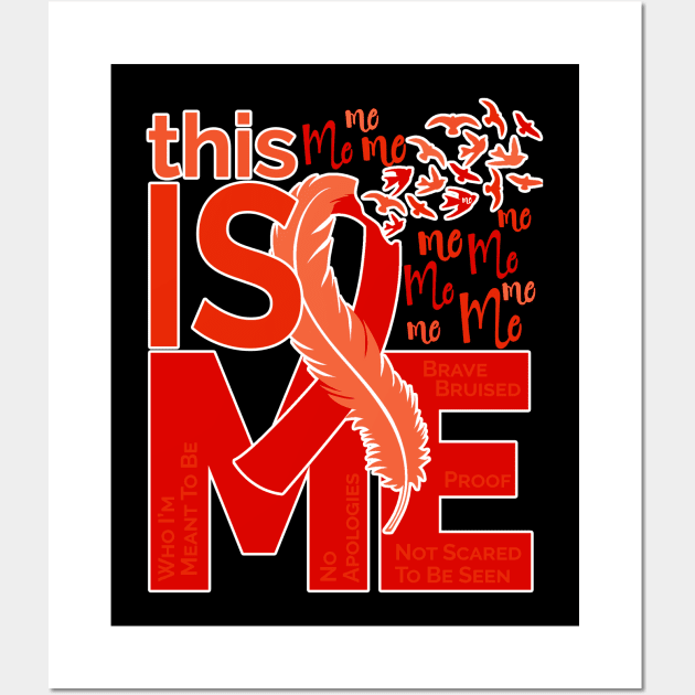 This Is Me - Awareness Feather Ribbon - Red Wall Art by CuteCoCustom